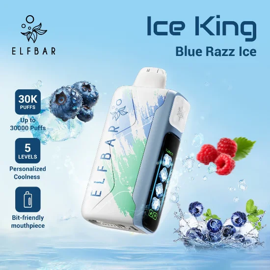 پاد الف بار آیس کینگ ۳۰ هزار پاف بلو رزبری یخ اصل ویپ مارکت ۷۸