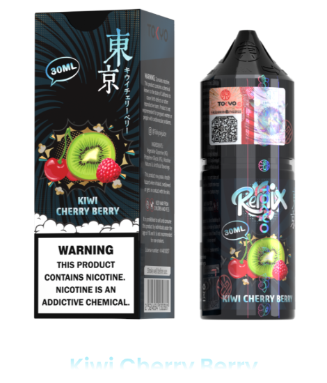 تصویر  سالت نیکوتین توکیو رمیکس کیوی گیلاس توت وحشی ۳۰ میل (Tokyo remix 30ml KIWI CHERRY BERRY)